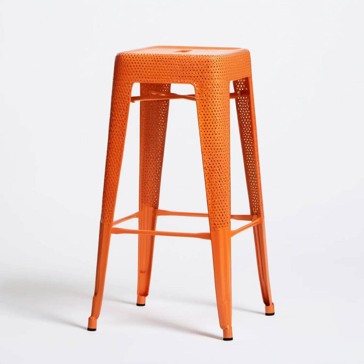 Pomarańczowy hoker stalowy perforowany 43 x 43 x 76 cm