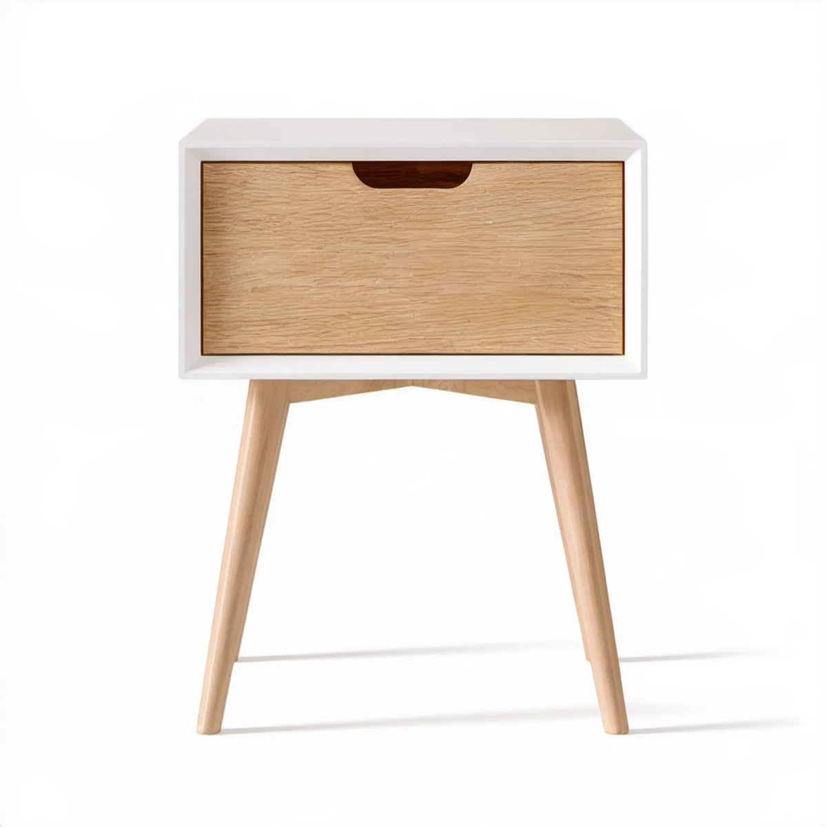 Biało-dębowa szafka z szufladą 40 x 30 x 60 cm z płyty MDF i litego buku