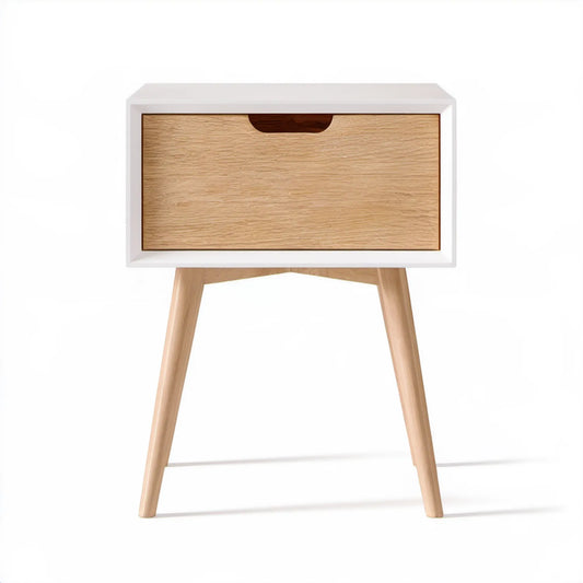 Biało-dębowa szafka z szufladą 40 x 30 x 60 cm z płyty MDF i litego buku