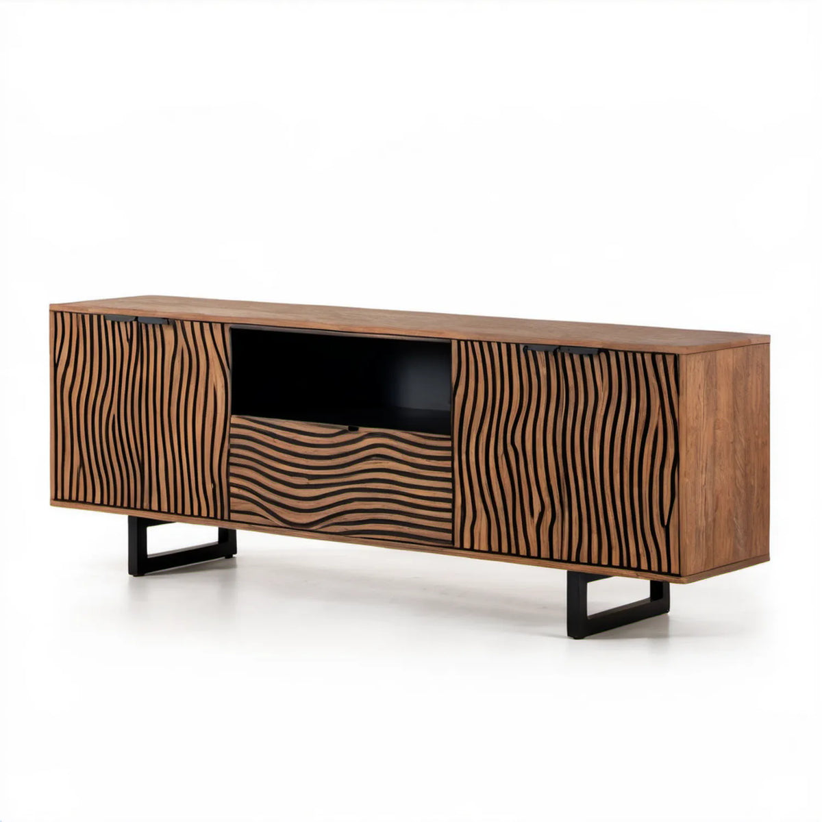 Szafka RTV w kolorze orzechowym i czarnym, 160 x 40 x 55 cm