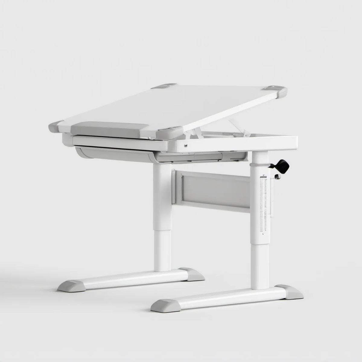 Biurko dziecięce z regulacją wysokości 54–76 cm i nachylanym blatem 120 × 60 cm, białe/szare/czarne