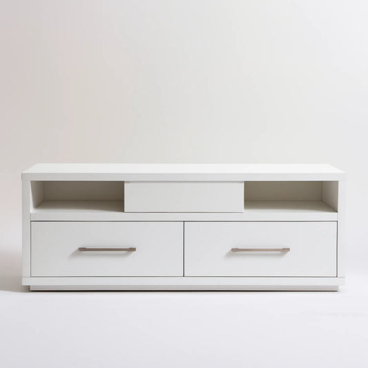 Biała szafka RTV 120 x 40 x 50 cm z laminowanej płyty wiórowej